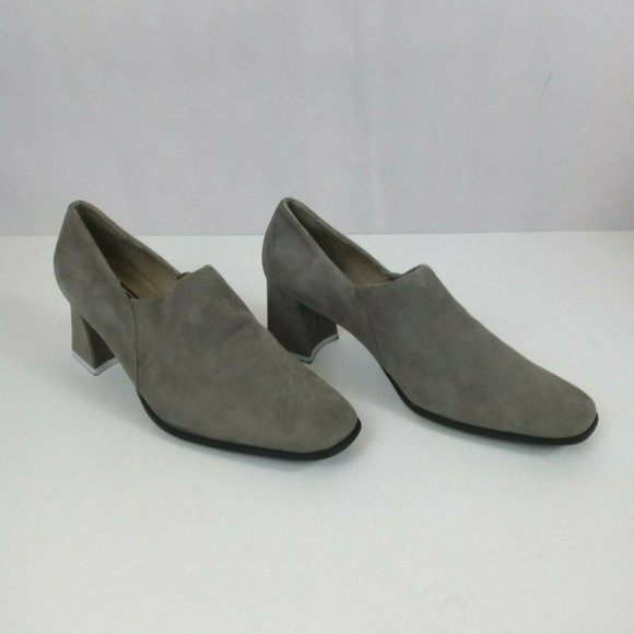 New Laura Scott Chandler Tai Gray Suede Dress Heels Shoes Size 8.5M - Picture 1 of 12
